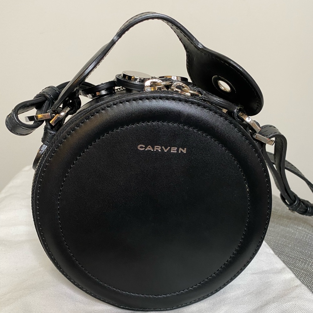 Carven Sulpice Round Leather Crossbody Bag